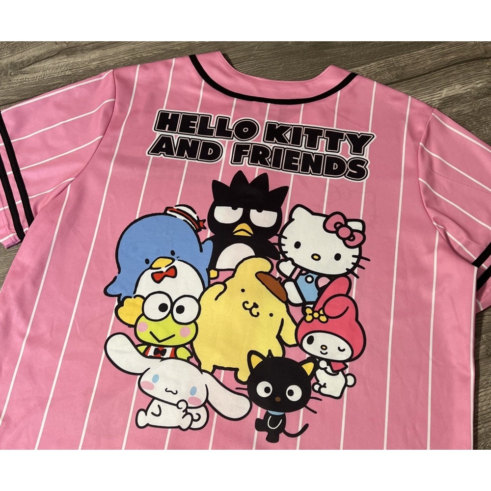 Sanrio Hello Kitty and Friends Graphic Pink Baseball Jersey Size XXL